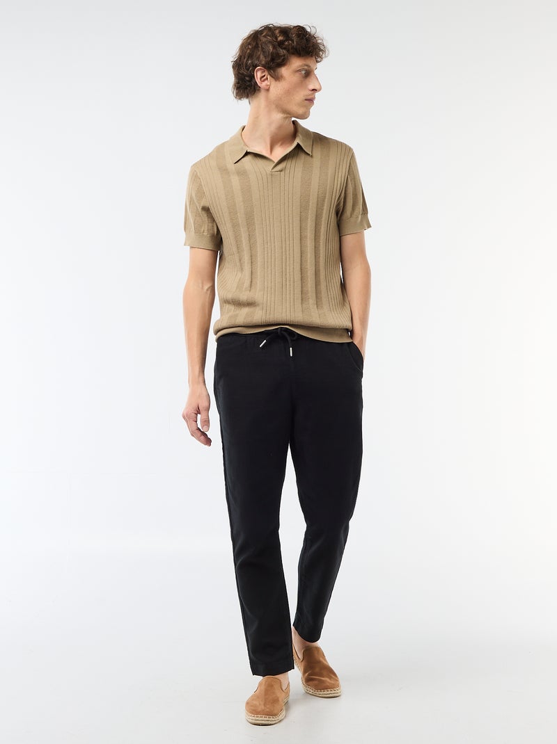 Polo in jerseytricot met tricot-effect Biege - Kiabi