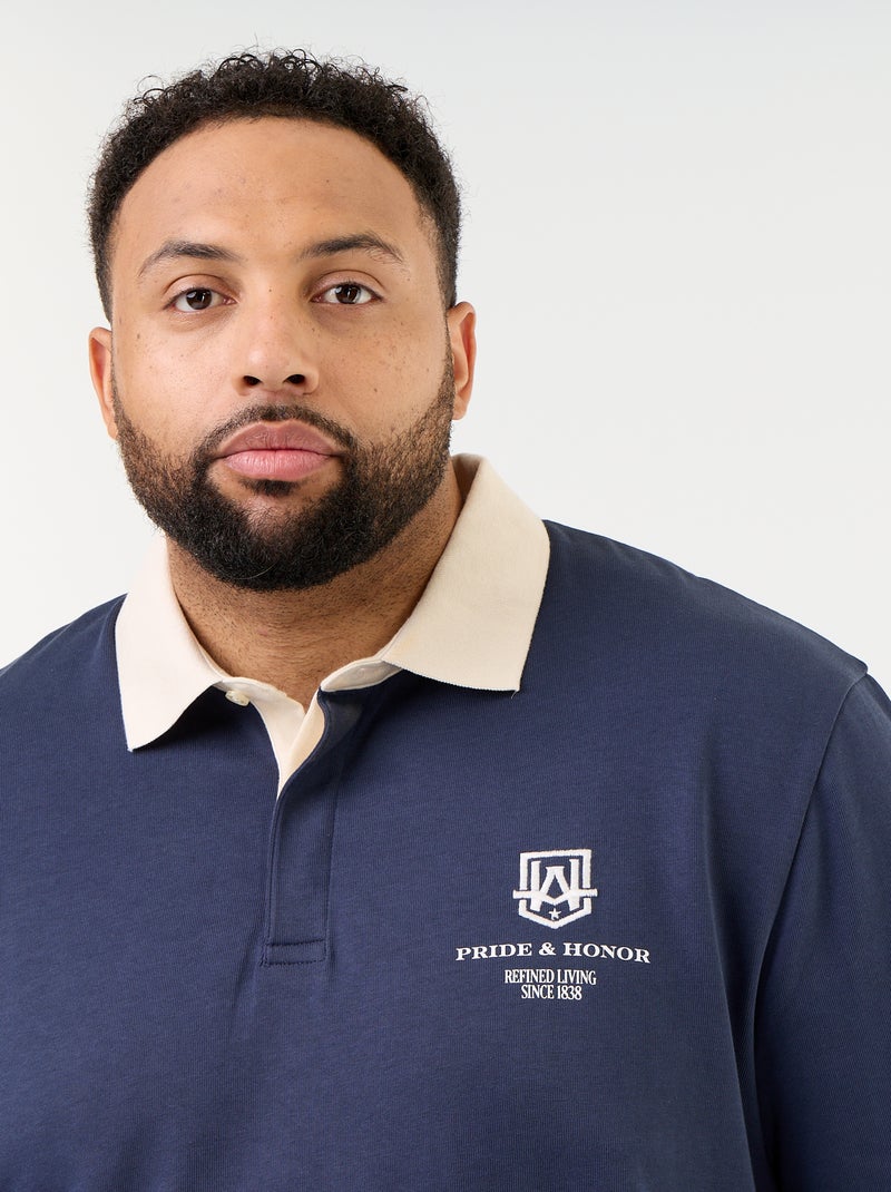 Polo in rugbystijl met lange mouwen Blauw - Kiabi