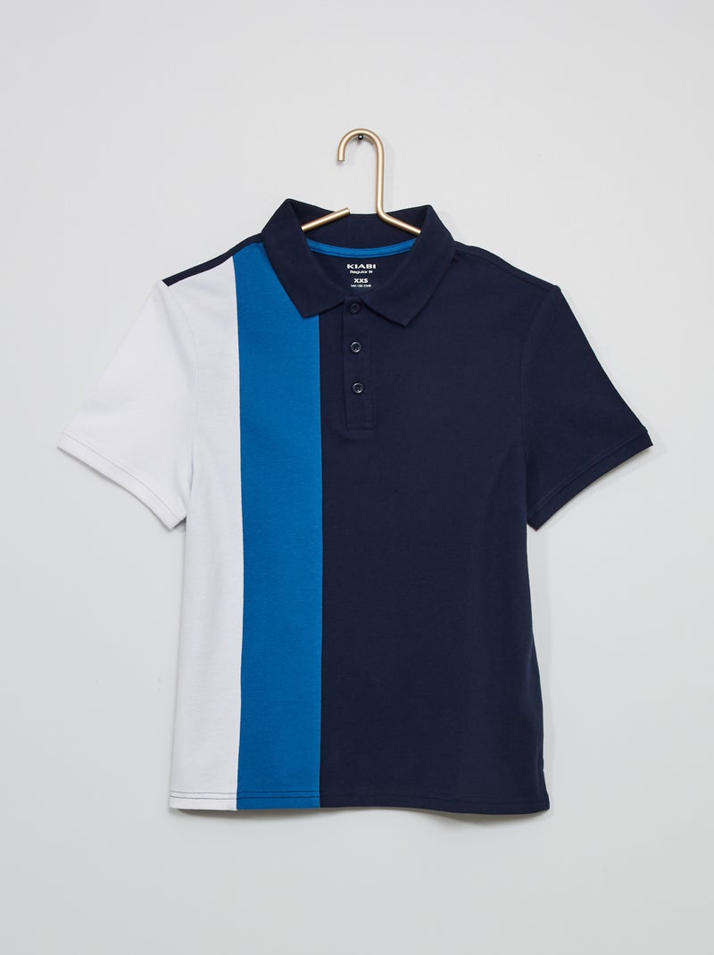 Polo met colorblock-patroon BLAUW - Kiabi