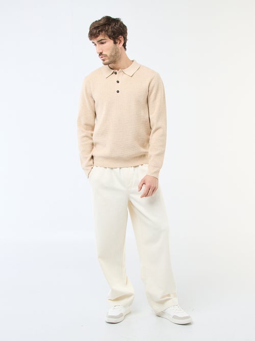 Polo met gewafelde tricot - Kiabi