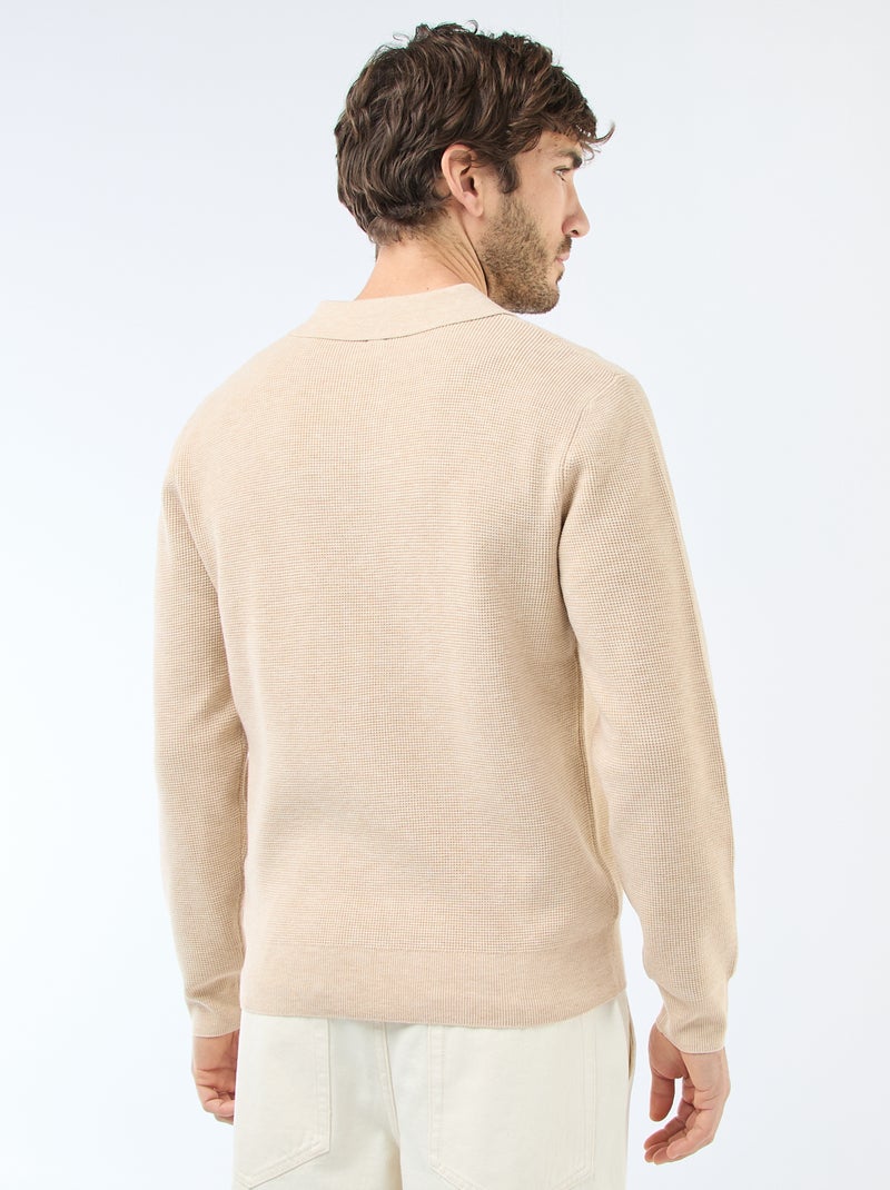 Polo met gewafelde tricot Biege - Kiabi