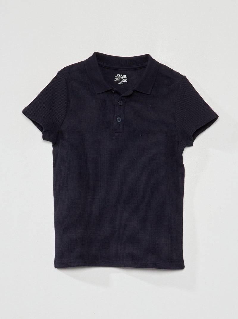 Polo met honingraatstructuur BLAUW - Kiabi
