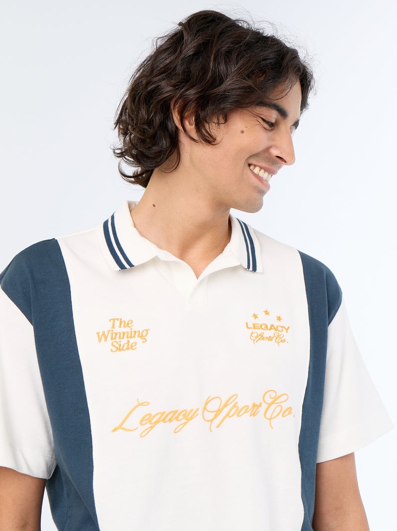 Polo met korte mouwen en borduursels Wit - Kiabi