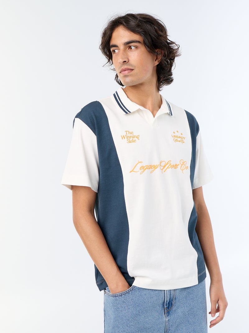 Polo met korte mouwen en borduursels Wit - Kiabi