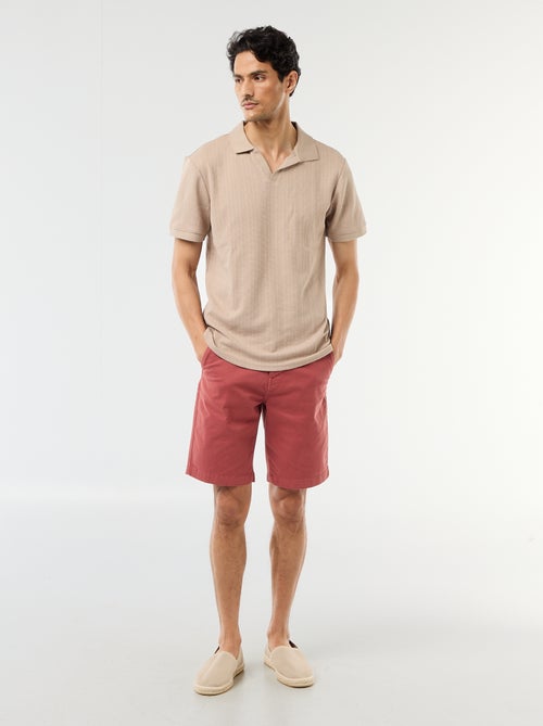 Polo met korte mouwen en gewafelde stof - Kiabi