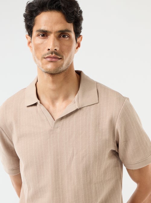 Polo met korte mouwen en gewafelde stof - Kiabi