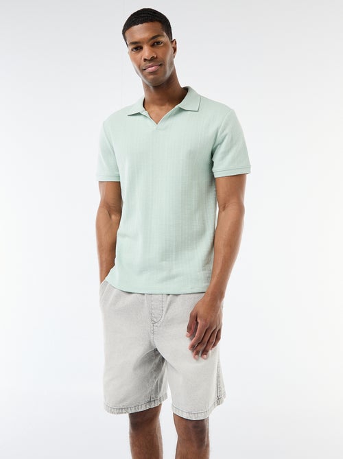 Polo met korte mouwen en gewafelde stof - Kiabi