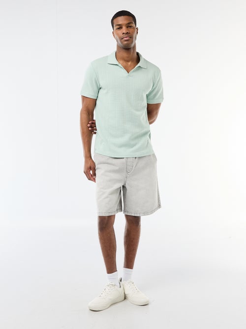 Polo met korte mouwen en gewafelde stof - Kiabi