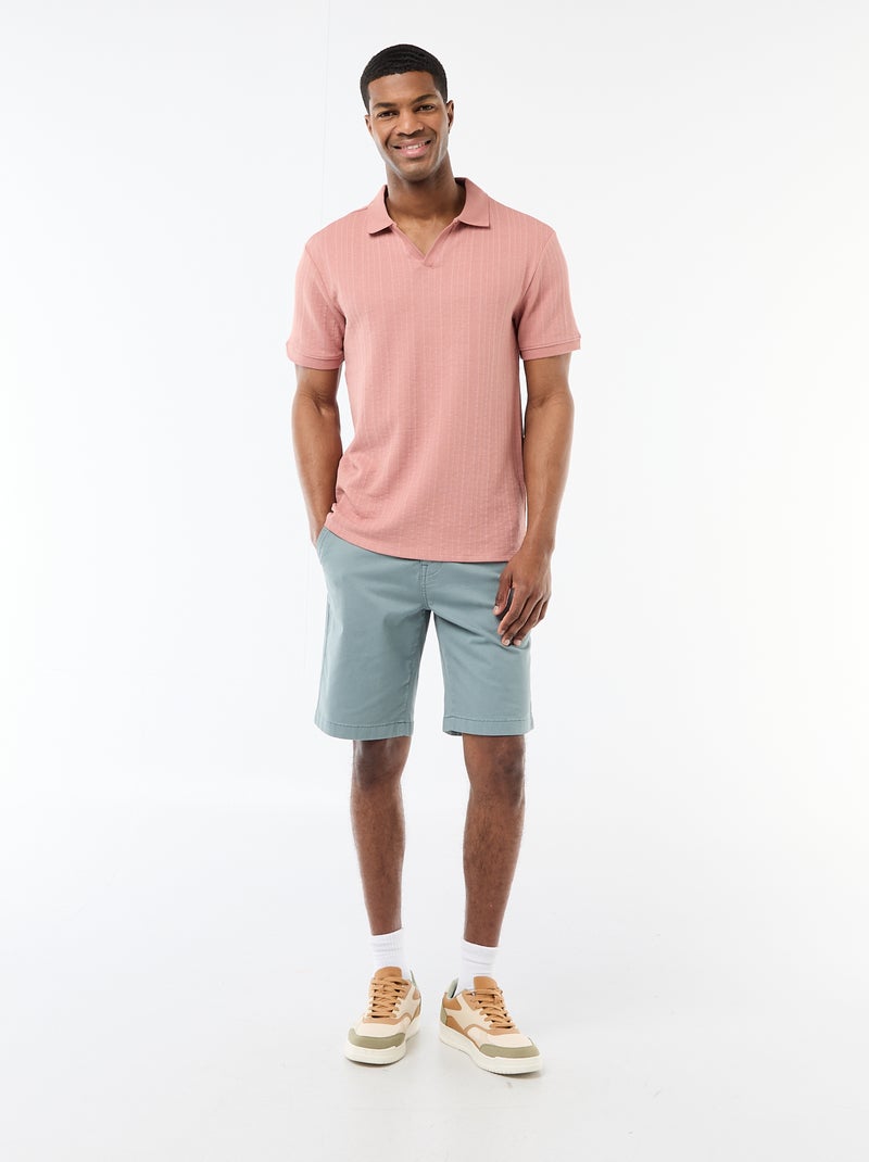 Polo met korte mouwen en gewafelde stof Rose - Kiabi