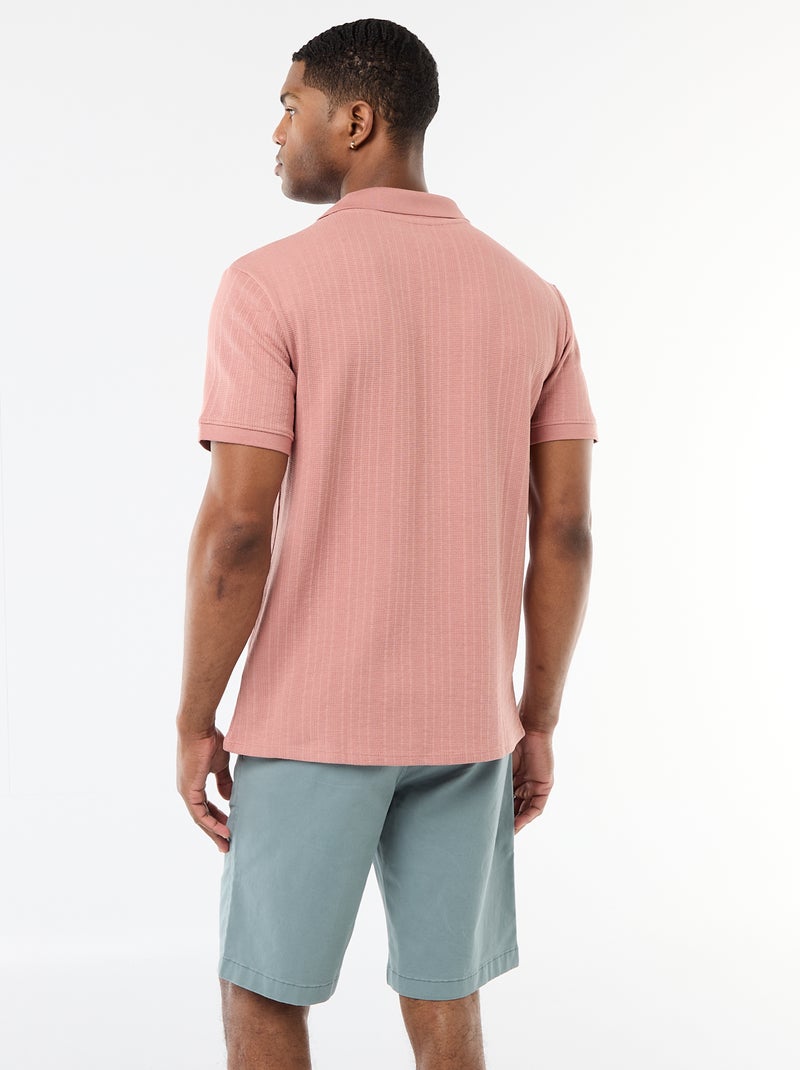 Polo met korte mouwen en gewafelde stof Rose - Kiabi