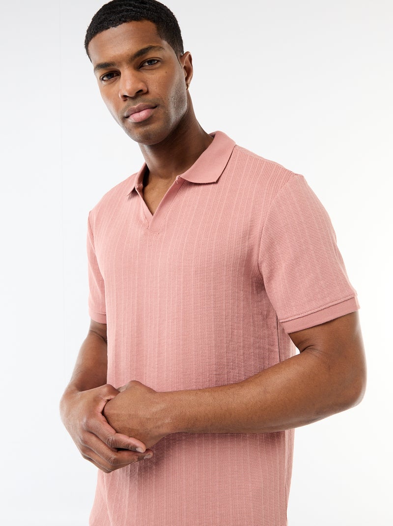 Polo met korte mouwen en gewafelde stof Rose - Kiabi