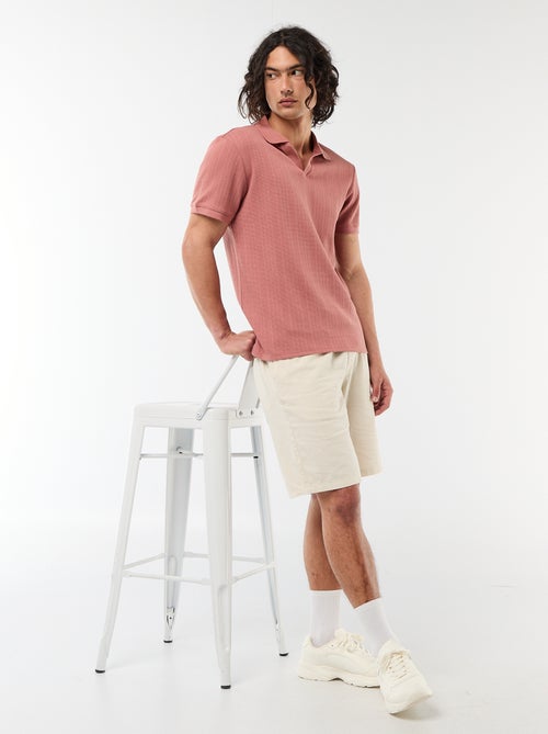 Polo met korte mouwen en gewafelde stof - Kiabi