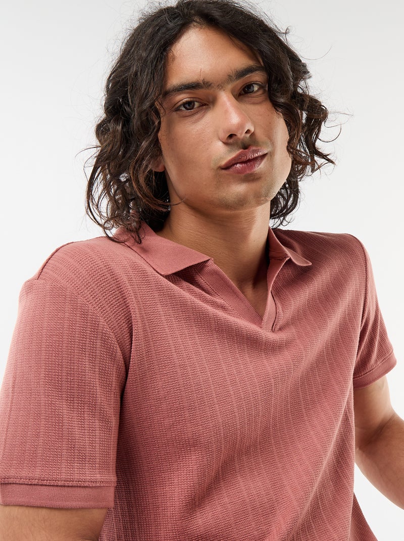 Polo met korte mouwen en gewafelde stof Rose - Kiabi