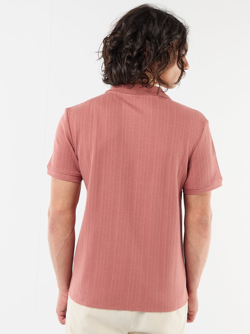 Polo met korte mouwen en gewafelde stof Rose - Kiabi