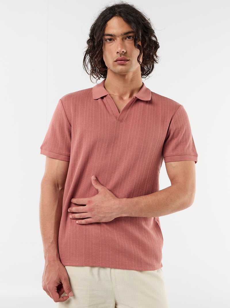 Polo met korte mouwen en gewafelde stof Rose - Kiabi