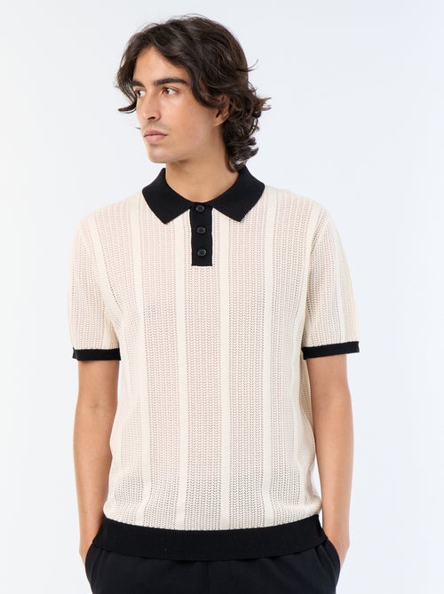 Polo met korte mouwen van ajourbreisel - Kiabi