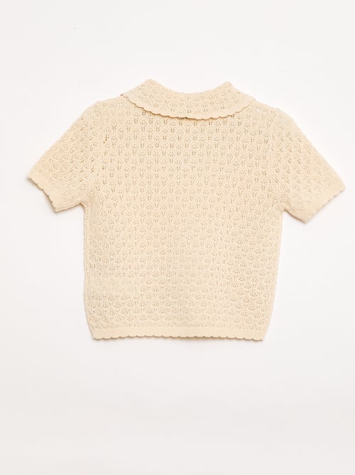 Polo met korte mouwen van ajourgebreide stof - Kiabi