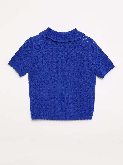 Polo met korte mouwen van ajourgebreide stof - Kiabi