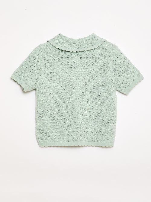 Polo met korte mouwen van ajourgebreide stof - Kiabi