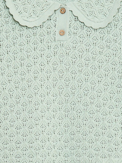 Polo met korte mouwen van ajourgebreide stof - Kiabi