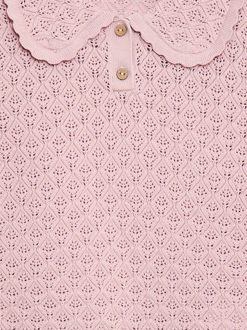 Polo met korte mouwen van ajourgebreide stof - Kiabi