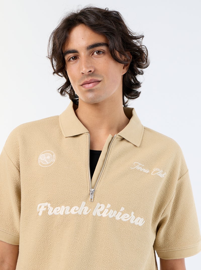 Polo met korte mouwen van fantasie stof Biege - Kiabi