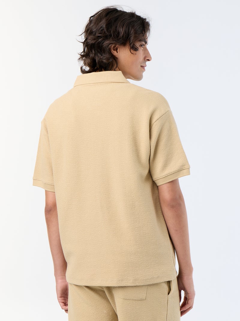 Polo met korte mouwen van fantasie stof Biege - Kiabi