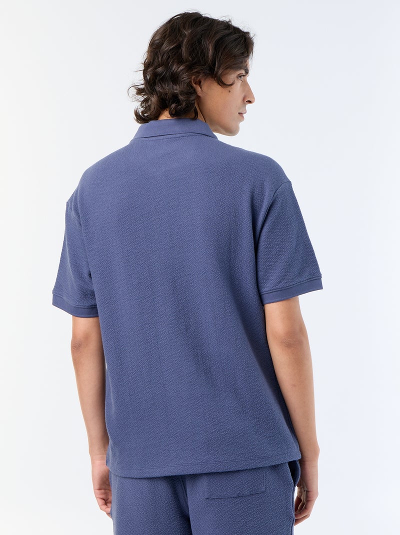 Polo met korte mouwen van fantasie stof Blauw - Kiabi