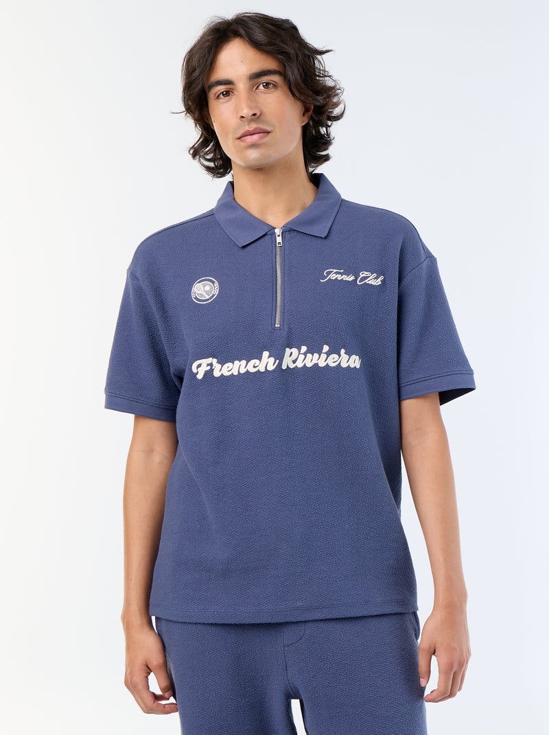 Polo met korte mouwen van fantasie stof Blauw - Kiabi