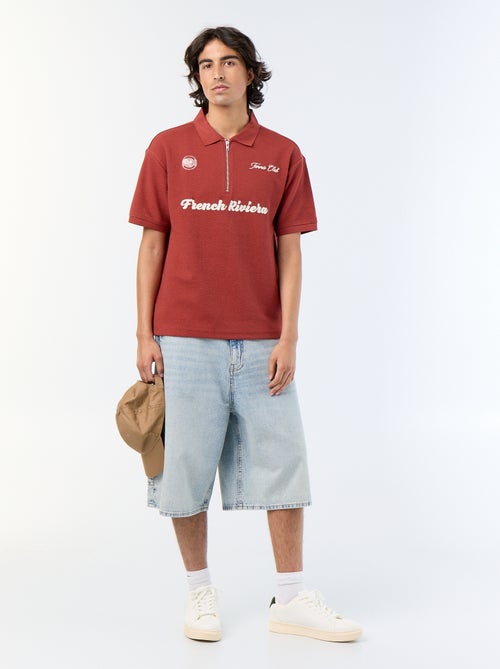 Polo met korte mouwen van fantasie stof - Kiabi