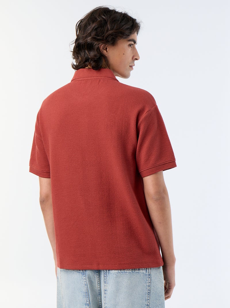 Polo met korte mouwen van fantasie stof Rood - Kiabi