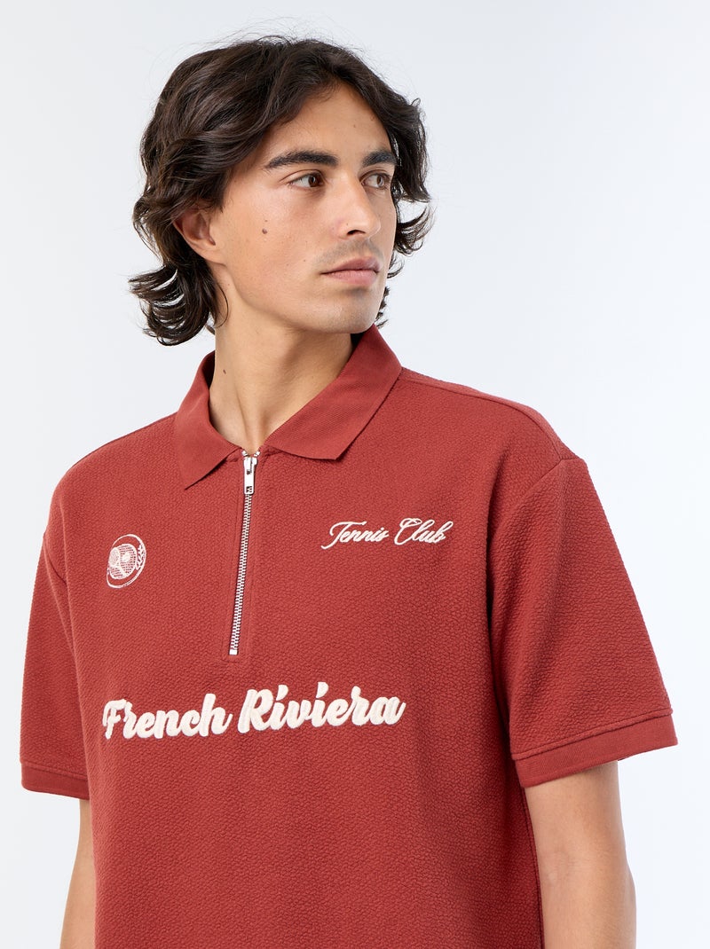 Polo met korte mouwen van fantasie stof Rood - Kiabi
