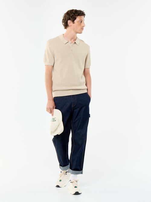 Polo met korte mouwen van opengewerkt breisel - Kiabi