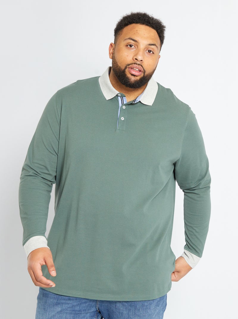 Polo met lange mouw GROEN - Kiabi