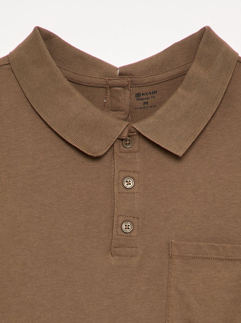 Polo met lange mouwen - makkelijk aan te trekken collectie Bruin - Kiabi