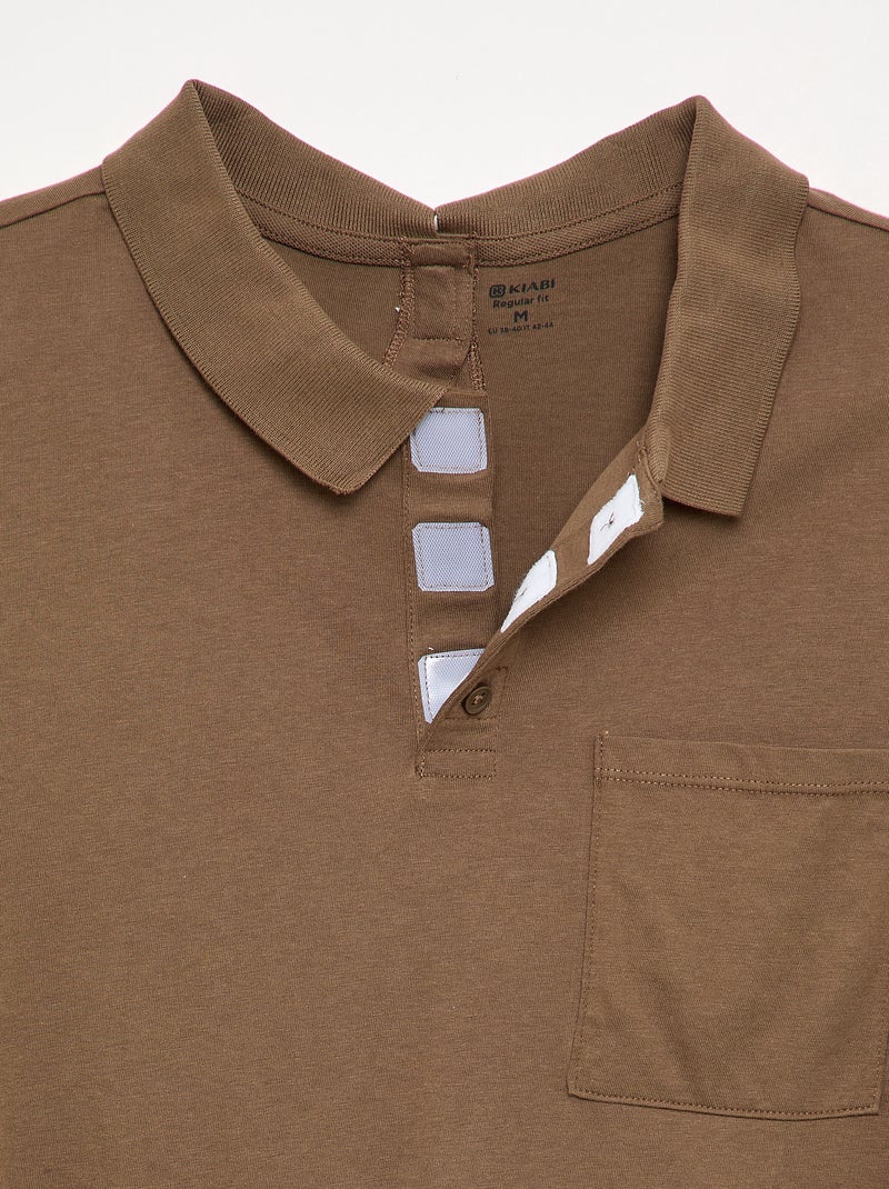 Polo met lange mouwen - makkelijk aan te trekken collectie Bruin - Kiabi