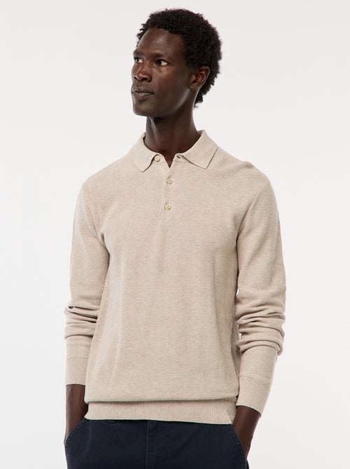 Polo met lange mouwen van fantasietricot - Kiabi