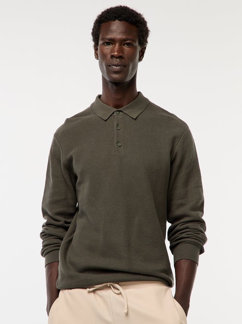 Polo met lange mouwen van fantasietricot - Kiabi
