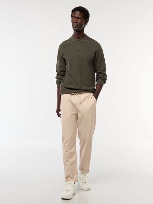 Polo met lange mouwen van fantasietricot - Kiabi