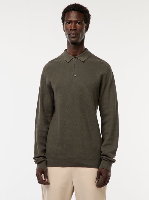Polo met lange mouwen van fantasietricot - Kiabi