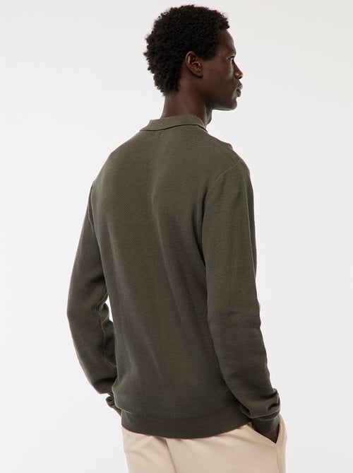 Polo met lange mouwen van fantasietricot - Kiabi