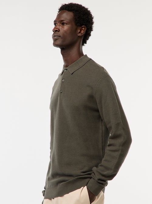 Polo met lange mouwen van fantasietricot - Kiabi