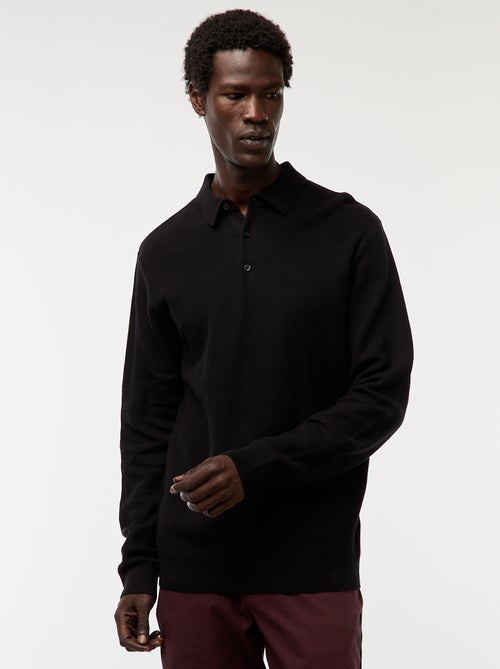 Polo met lange mouwen van fantasietricot - Kiabi