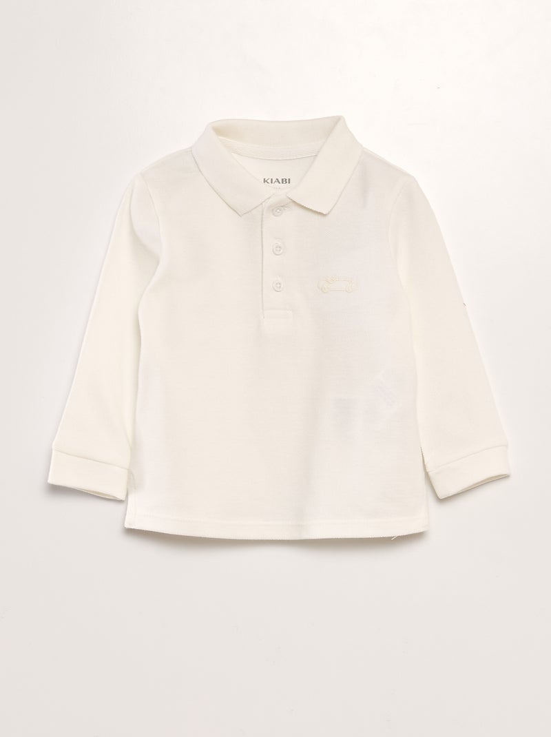 Polo met lange mouwen WIT - Kiabi