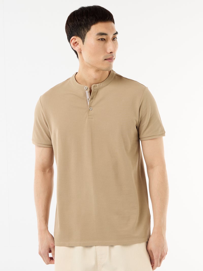 Polo met mao-kraag Biege - Kiabi