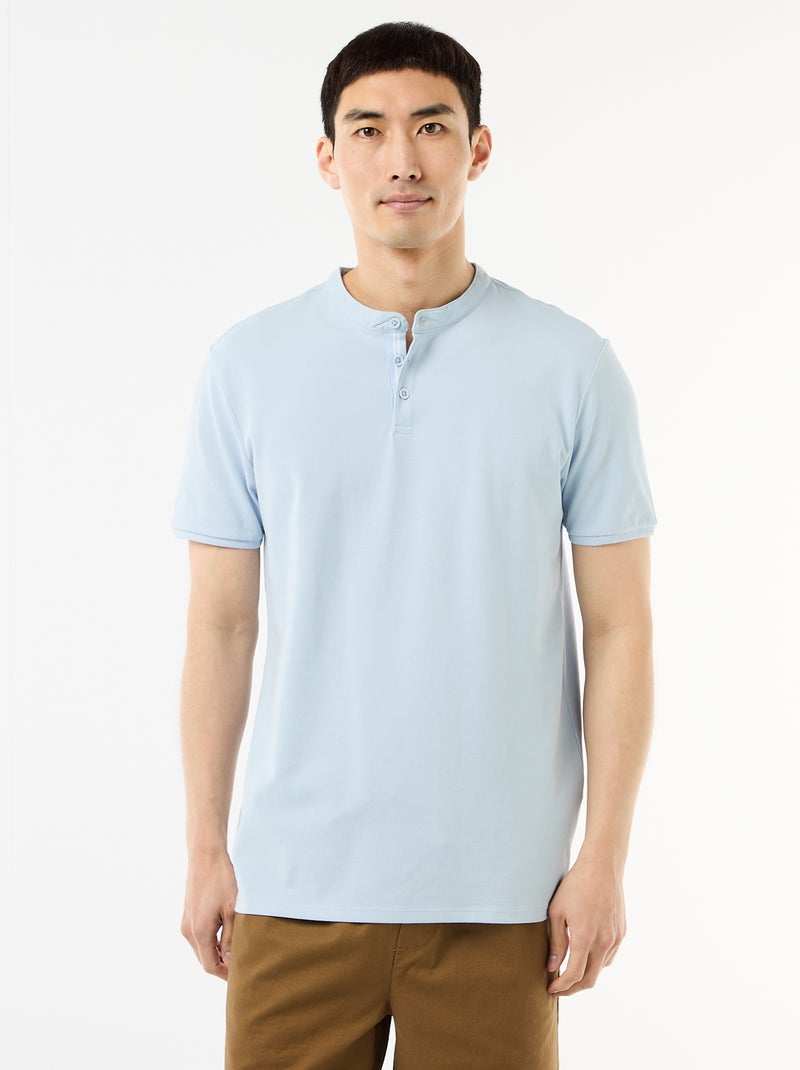 Polo met mao-kraag Blauw - Kiabi