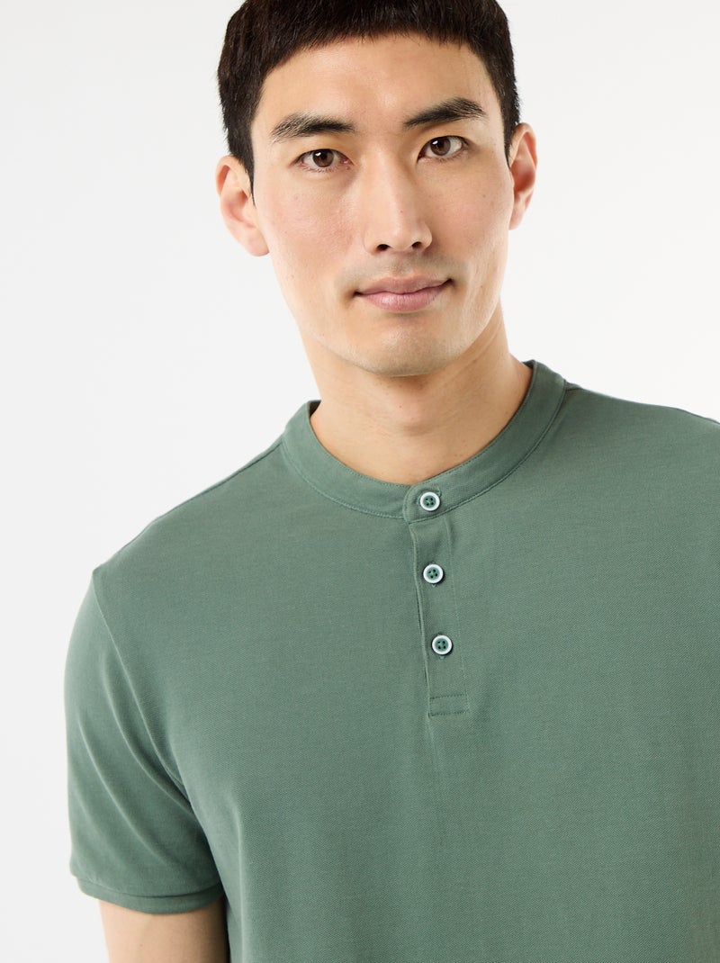 Polo met mao-kraag Groen - Kiabi