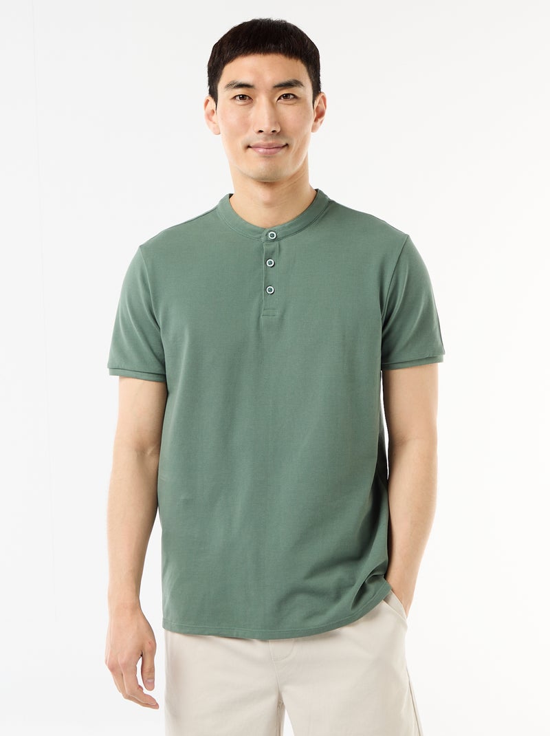 Polo met mao-kraag Groen - Kiabi
