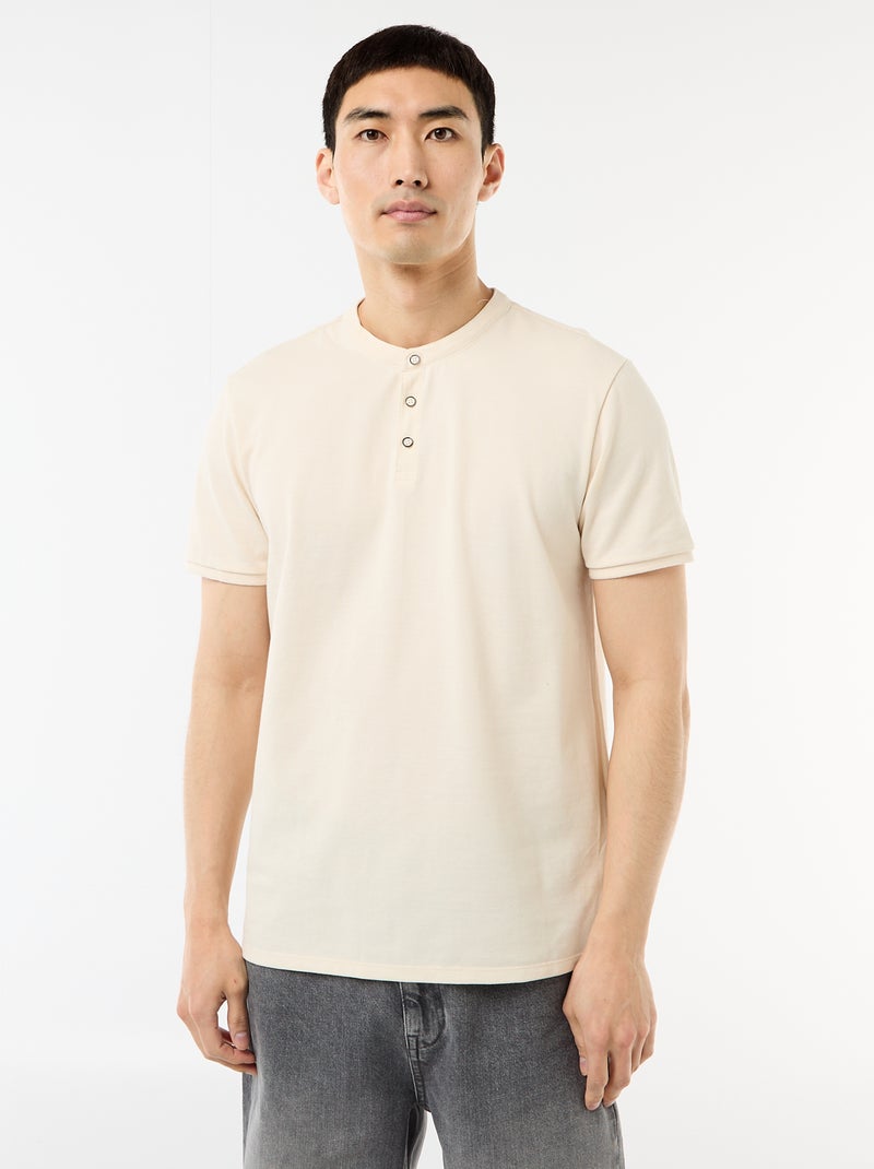 Polo met mao-kraag Wit - Kiabi