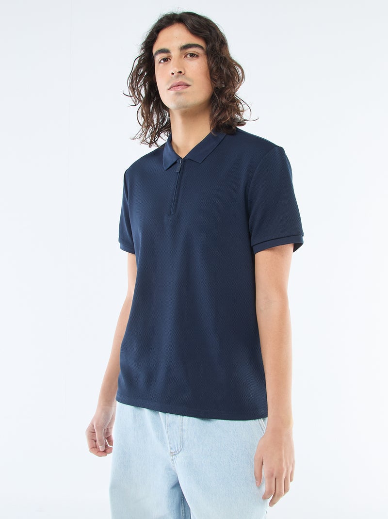 Polo met ritskraag Blauw - Kiabi